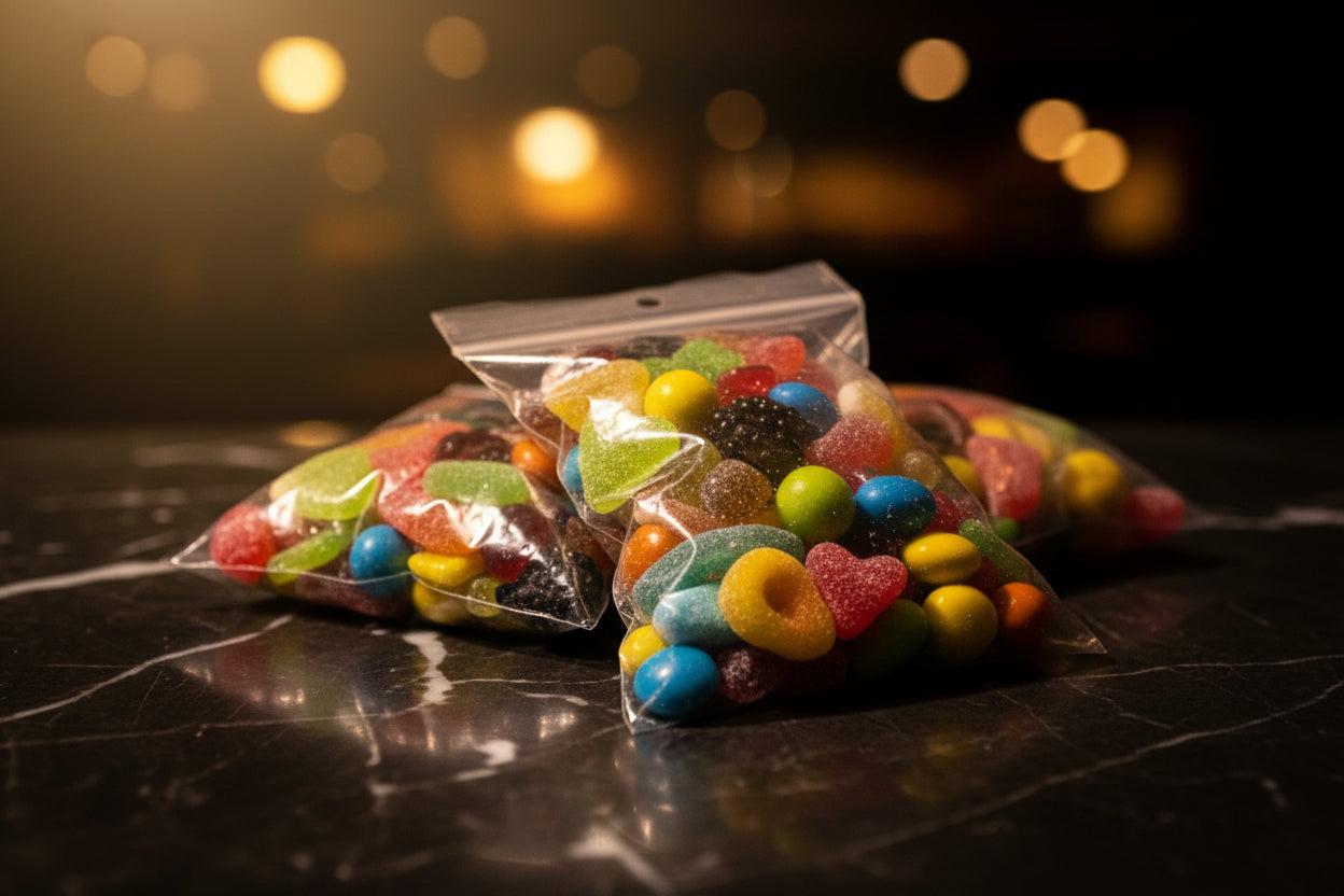 Assorted candies from our display. Halal
