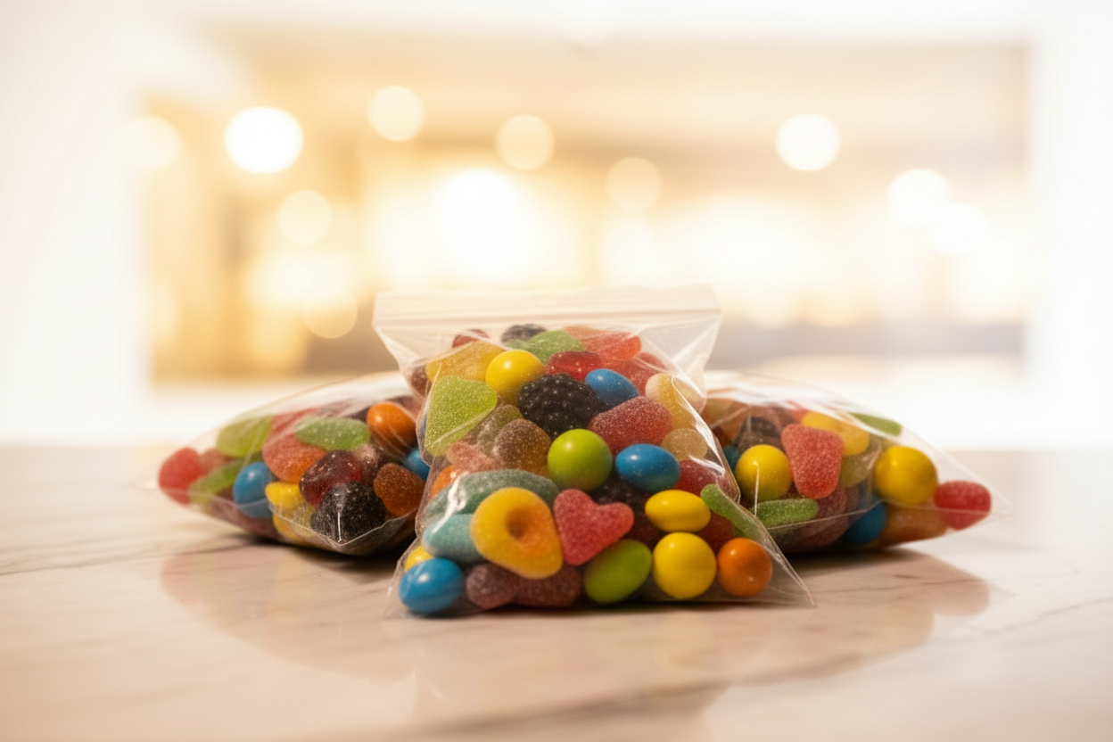 Assorted candies from our display. Halal